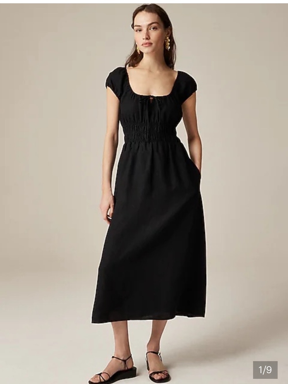 J. Crew linen cap sleeve dress size small